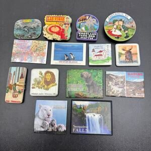 Vintage Travel Tourist Destination Refrigerator Magnets Lot of 14 80s, 90s 00s